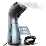 iSteam Steamer for Clothes [New Technology] Powerful Dry Steam. Multi-Task: Fabric Wrinkle Remover- Clean- Refresh. Handheld Clothing Accessory. for All Kind of Garments. Home/Travel (Blue)